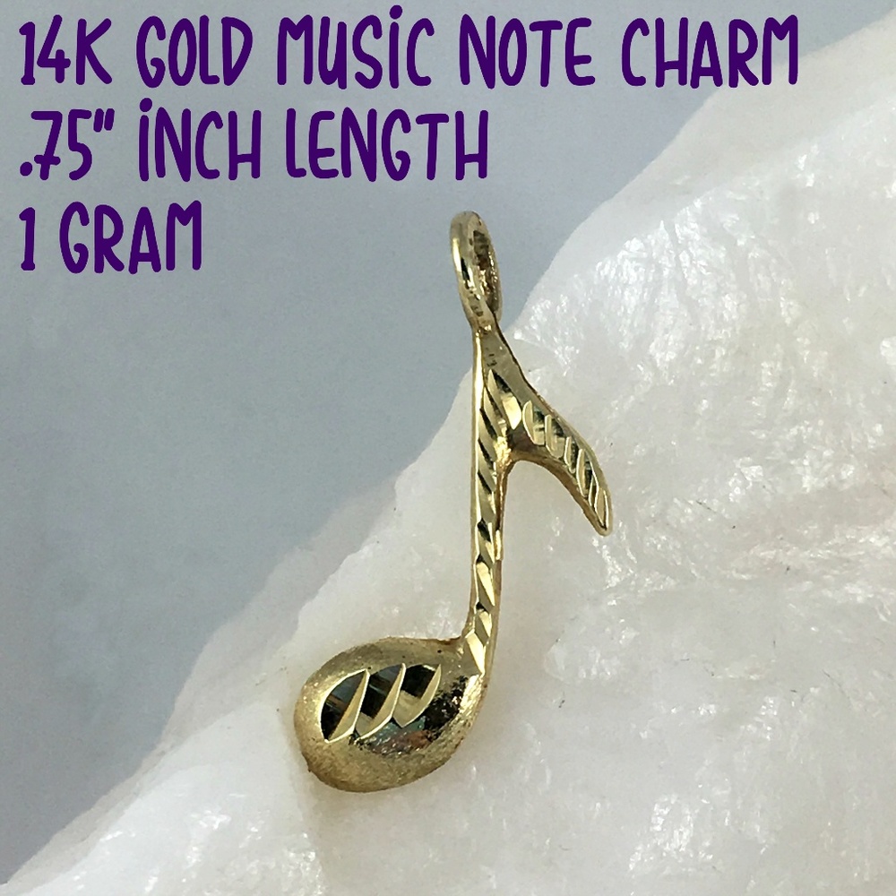 14k Gold Music Note Charm